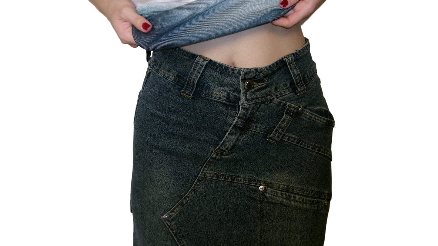 DECONSTRUCTED DENIM SKIRT