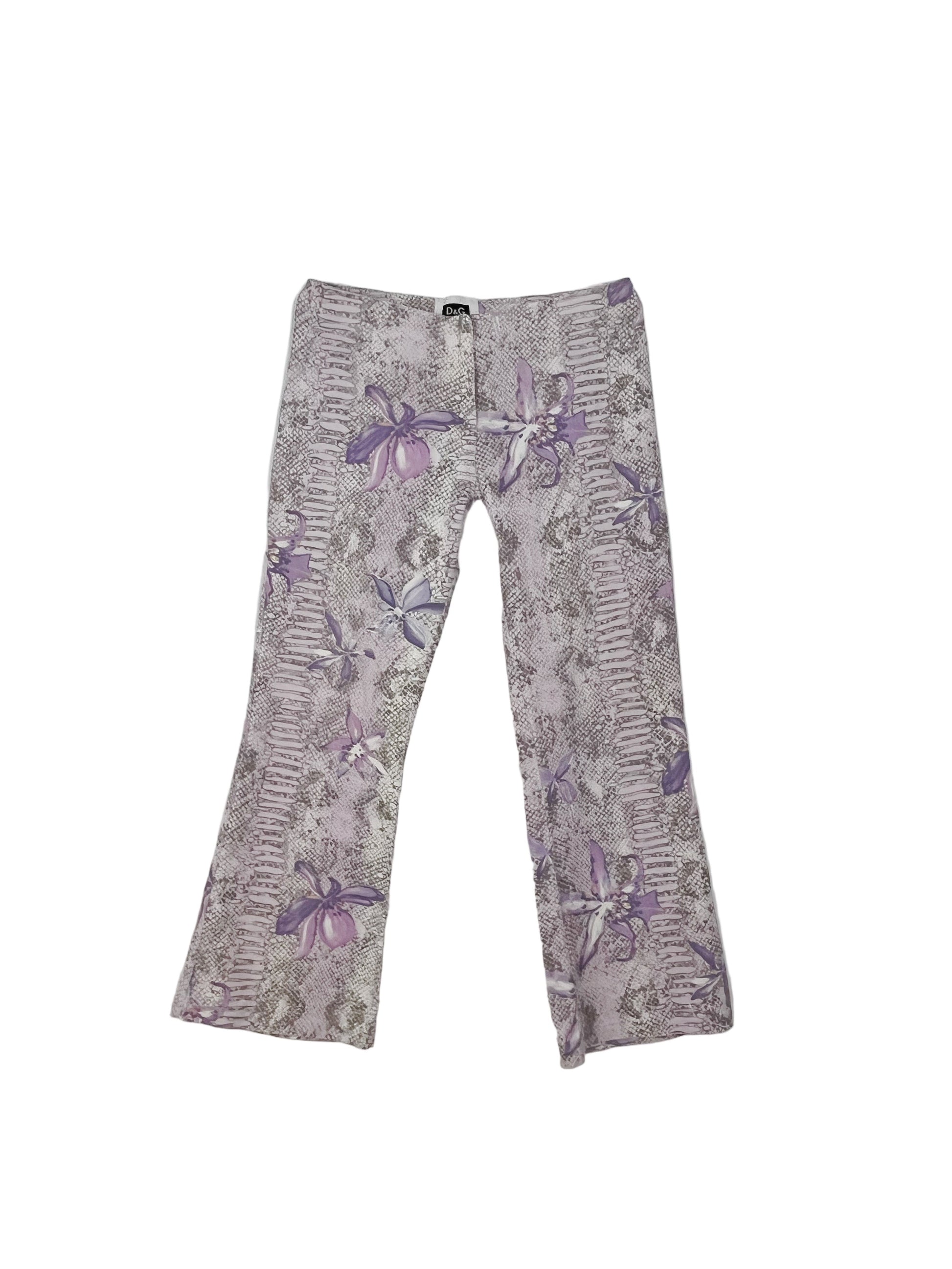 Floral-patterned pants on a white background